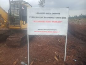 Foto : Plang dan Excavator yang berada didalam Kawasan Hutan telah dialih fungsikan menjadi Kebun Sawit(Dok/RMC).