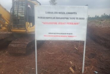 Foto : Plang dan Excavator yang berada didalam Kawasan Hutan telah dialih fungsikan menjadi Kebun Sawit(Dok/RMC).