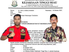 Foto : Latar belakang Dokumen Permintaan Keterangan Oleh Kejati Riau, Tp. Batubara Ketua DPD LSM Forkorindo Riau (Kiri), dan Tohom TPS., SE., SH., MM., Ketua Umum LSM Forkorindo (Kanan).