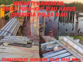 Foto : Proyek Rp.36,7 Miliar Jembatan Selat Akar Di Meranti yang mangkrak.