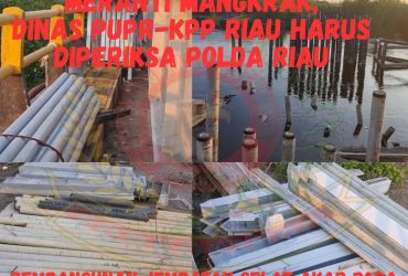 Foto : Proyek Rp.36,7 Miliar Jembatan Selat Akar Di Meranti yang mangkrak.