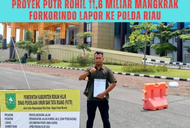 Foto : Tp. Batubara Ketua DPD LSM Forkorindo Provinsi Riau, saat melaporkan PUTR Rohil ke Polda Riau terkait Dugaan Korupsi.