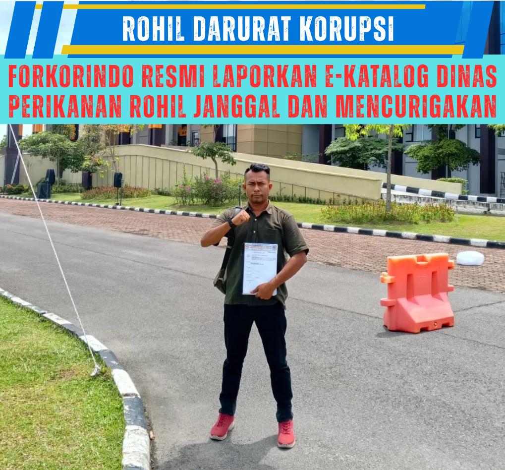 Foto : Tp. Batubara Ketua DPD LSM Forkorindo Provinsi Riau, saat melaporkan Dinas Perikanan Rohil ke Polda Riau terkait Dugaan Korupsi.