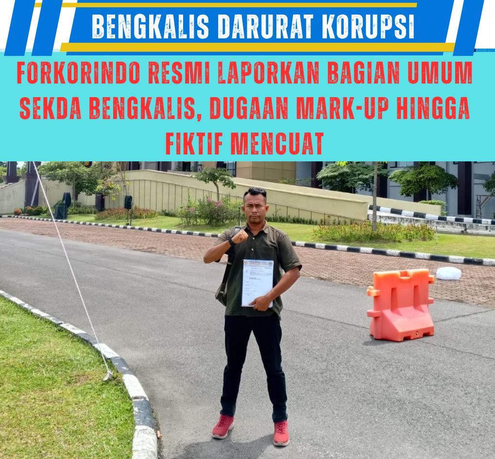 Foto : Tp. Batubara Selaku Ketua DPD LSM Forkorindo Provinsi Riau, saat melaporkan Bagian Umum Sekda Bengkalis Di Polda Riau terkait Dugaan Korupsi.