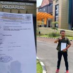 Foto : Surat Tanda Terima Laporan Dugaan Korupsi PLN Di Polda Riau (Kiri), Ketua DPD LSM Forkorindo Riau, Tp. Batubara saat melaporkan Di Polda Riau (Kanan).